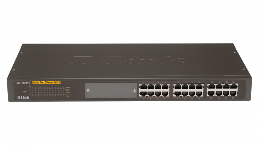 24‑Port Fast Ethernet Unmanaged Switch With Open Slot DES‑1024R+