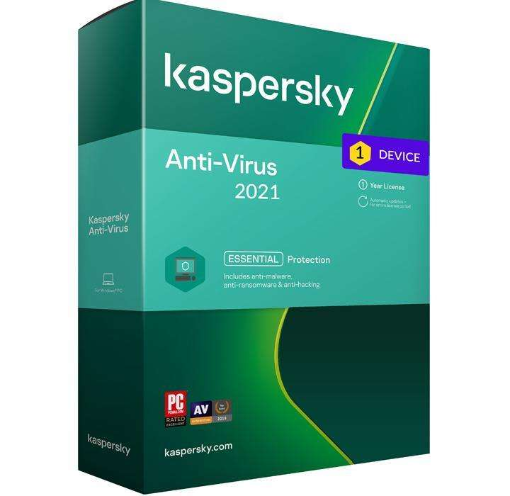 Kaspersky Antivirus 2020; 1 Device + 1 Licence for Free for 1 Year