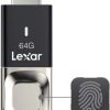 64GB Lexar® Fingerprint F35 USB 3.0 flash drive, up to 150MB/s read and 60MB/s write, Global