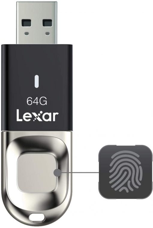 64GB Lexar® Fingerprint F35 USB 3.0 flash drive, up to 150MB/s read and 60MB/s write, Global