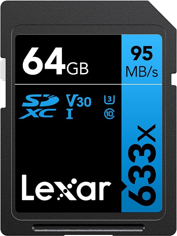 Lexar Professional 633x 64GB SDXC UHS-I Card (LSD64GCB1NL633) , Black