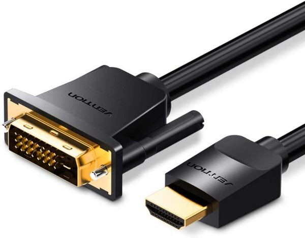 VENTION VGA(3+6) MALE TO MALE CABLE WITH FERRITE CORES 1.5METER BLACK