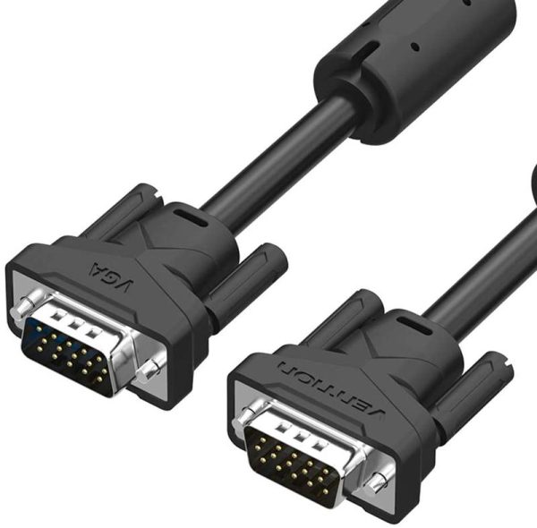 VENTION VGA(3+6) MALE TO MALE CABLE WITH FERRITE CORES 5METER BLACK