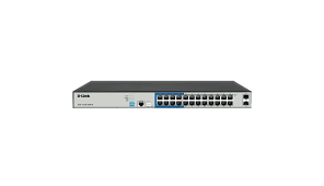D-Link DGS-F1210-26PS-E – 24 port Managed Gigabit Switch with 24 10/100/1000 Mbps PoE ports, 2 Gigabit SFP uplink ports. – DGS-F1210-26PS