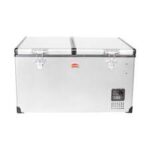 SnoMaster - 66L Low Profile Dual Compartment Stainless Steel Fridge/Freezer AC/DC