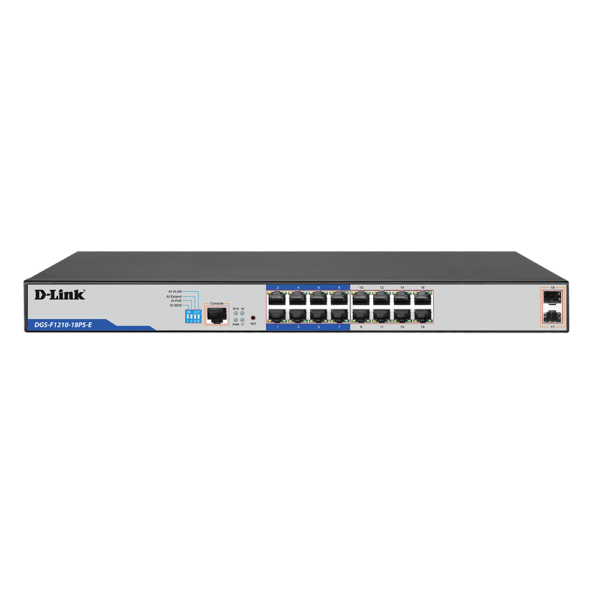 D-Link DGS-F1210-18PS-E 16-port Gigabit Long Range 250m PoE+ Smart Switch