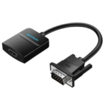 VENTION FLAT HDMI TO VGA CONVERTER WITH FEMALE MICRO USB AND AUDIO PORT 0.15M BLACK