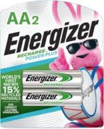 2 pack of Energizer Power Plus Rechargeable AA Batteries Energizer AA batteries offer up to a 5 year battery life for a lasting rechargeable AA battery option Energizer rechargeable batteries save money when you use the AA rechargeable battery with an Energizer Battery Charger AA batteries made with 15% recycled materials and chargeable batteries are designed to prevent leaks Use AA rechargeable batteries as batteries for cameras, game systems and other devices for convenient use with less waste Double A batteries can be charged hundreds of times or a lasting pack of AA batteries