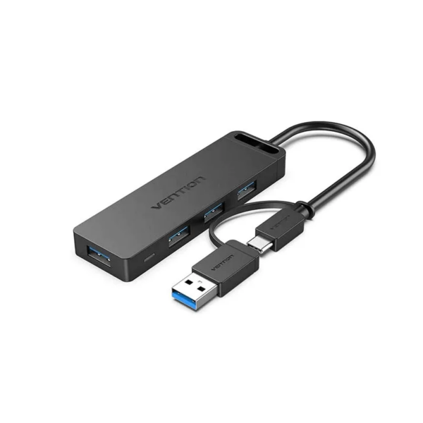 Vention 4-Port USB 3.0 Hub with Type C & USB 3.0 2-in-1 Interface and Power Supply 0.15M ABS Type