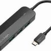 Vention Type-C to 4-Port USB 3.0 Hub with Power Supply Black 0.15M ABS Type