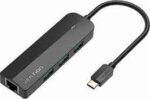 Vention Type-C to 4-Port USB 3.0 Hub with Power Supply Black 0.15M ABS Type