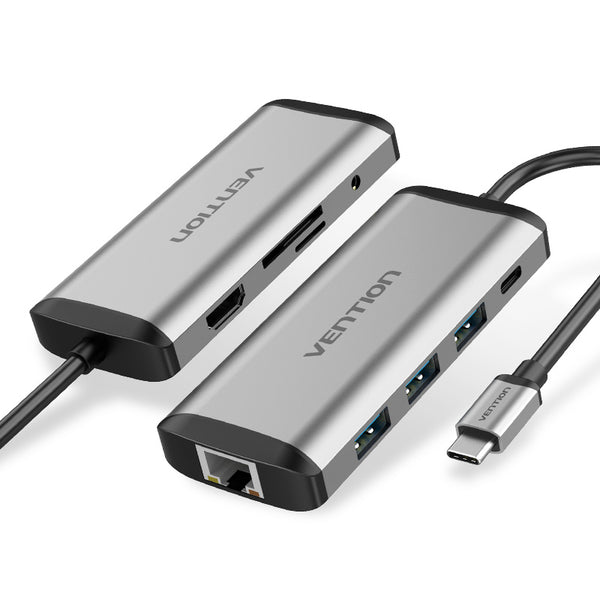 Vention USB-C MULTI-FUNCTIONAL 9 in 1 DOCKING STATION Type C to HDMI/USB3.0*3/TF/SD/RJ45/3.5mm Audio/PD (87W) Docking Station