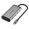 Vention USB-C MULTI-FUNCTIONAL 6 in 1 DOCKING STATION type C to HDMI/USB3.0 (3 PORTS)/RJ45/PD(87W)  Converter 0.15M Gray 
