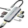 Vention  USB-C MULTI-FUNCTIONAL 7 in 1 DOCKING STATION Type C to HDMI/USB 3.0x3/SD/TF/PD Docking Station Gray 0.15M Aluminum Alloy Type