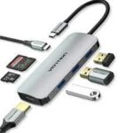 Vention  USB-C MULTI-FUNCTIONAL 7 in 1 DOCKING STATION Type C to HDMI/USB 3.0x3/SD/TF/PD Docking Station Gray 0.15M Aluminum Alloy Type