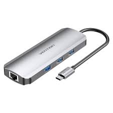 Vention USB-C MULTI-FUNCTIONAL 8 in 1 DOCKING STATION type C HDMI/USB3.0 (3 PORTS)/RJ45/SD/TF/PD(100W) Docking Station 0.15M Gray Aluminum Alloy Type