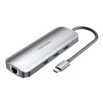 Vention USB-C MULTI-FUNCTIONAL 9 in 1 DOCKING STATION Type C to HDMI/USB3.0x3/RJ45/SD/TF/TRRS 3.5mm/PD (100W) Docking Station 0.15M Gray Aluminum Alloy Type