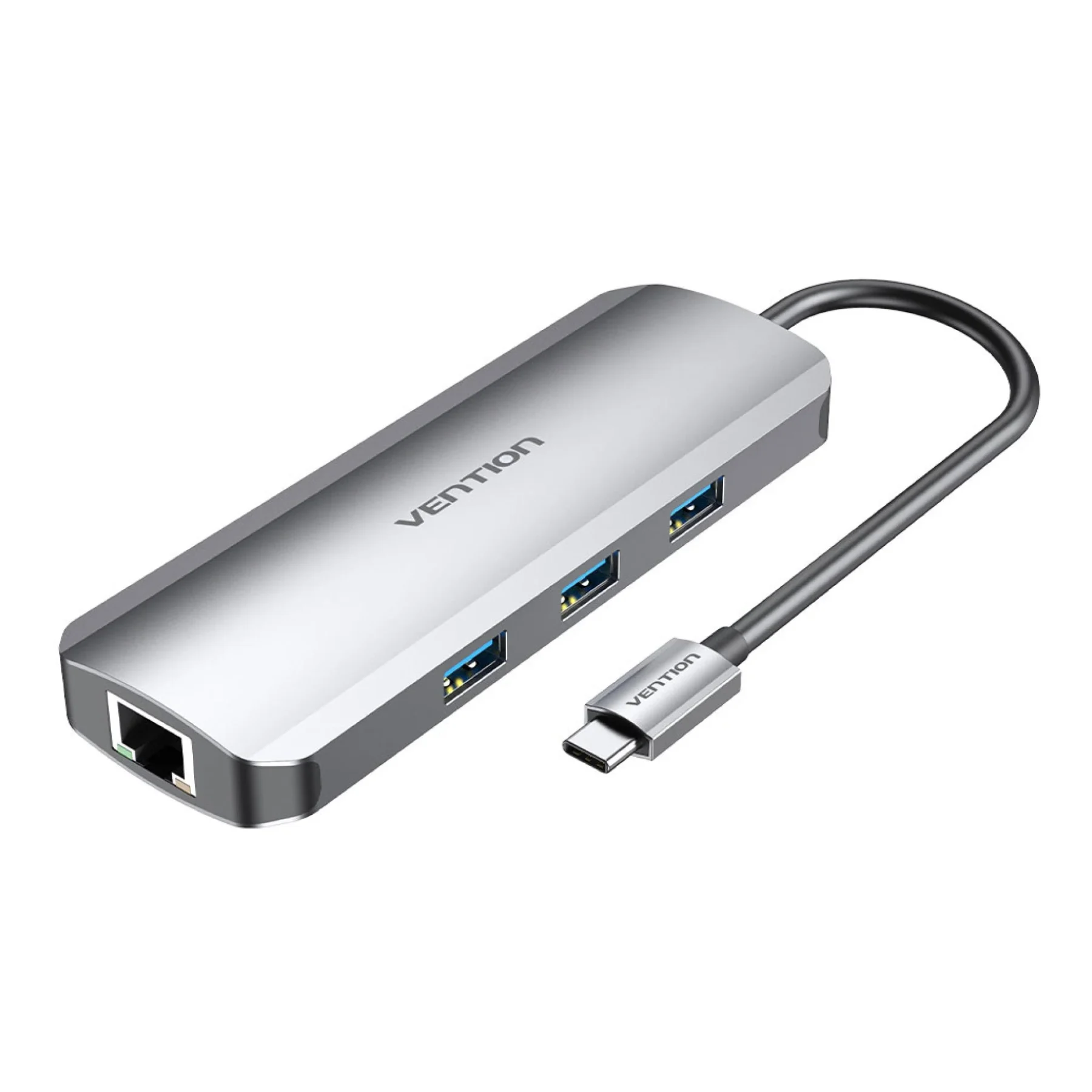 Vention USB-C MULTI-FUNCTIONAL 9 in 1 DOCKING STATION Type C to HDMI/USB3.0x3/RJ45/SD/TF/TRRS 3.5mm/PD (100W) Docking Station 0.15M Gray Aluminum Alloy Type