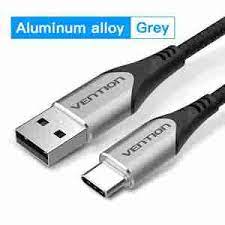Cotton Braided USB 2.0 A Male to C Male 3A Cable 1M Gray Aluminum Alloy Type