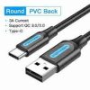 USB 2.0 A Male to C Male 3A Cable 2M Black
