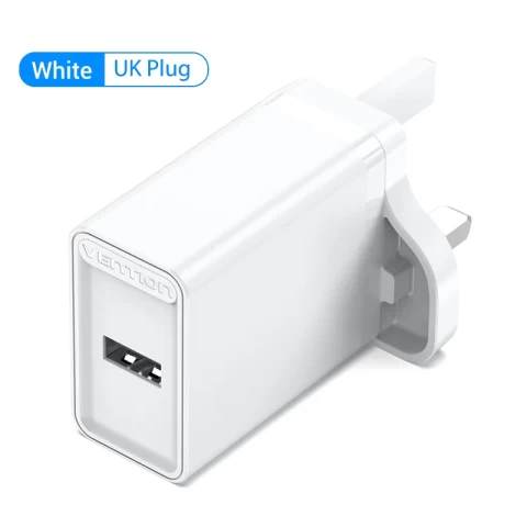 Vention 1-port USB Wall Charger(12W) UK-Plug White