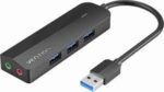 Vention 3-Port USB 3.0 Hub with Sound Card and Power Supply 0.15M Black