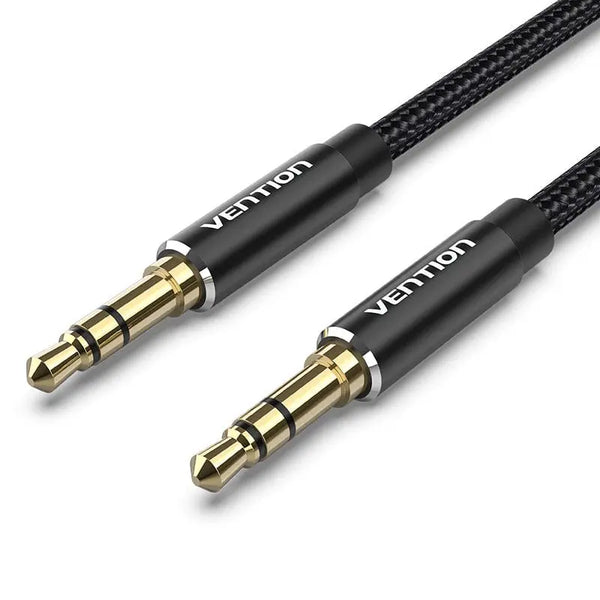 Vention Cotton Braided 3.5mm Male to Male Audio Cable 1.5M Black Metal Type