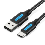Vention USB 2.0 A Male to 2-in-1 Micro-B&USB-C Male Cable 1.5M Black PVC Type