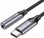 Vention USB-C Male to 3.5MM Earphone Jack With DAC Adapter 0.1M Gray Aluminum Alloy Type