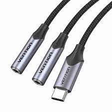 Vention USB-C Male to TRS Audio & Mic Jack  0.3M Gray Aluminum Alloy Type