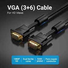 Vention VGA(3+6) Male to Male Cable with ferrite cores 20M Black