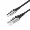 Cotton Braided USB 2.0 A Male to C Male 3A Cable 1M Gray Aluminum Alloy Type