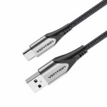 Cotton Braided USB 2.0 A Male to C Male 3A Cable 1M Gray Aluminum Alloy Type