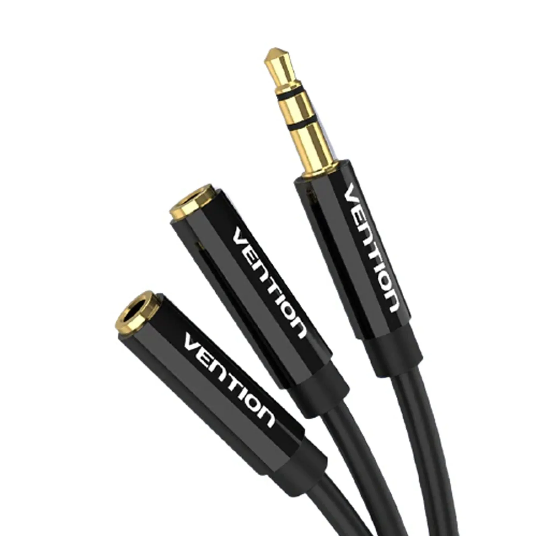 Vention 3.5mm Male to 2 *3.5 female Stereo Splitter Cable 0.3M Black ABS Type