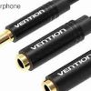 Vention 3.5mm Male to 2 *3.5 female Stereo Splitter Cable 0.3M Black ABS Type