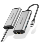 Vention Type C to 3 Ports USB 3.0 Hub with Gigabit Ethernet Adapter, PD Converter (VEN-TGDHB)