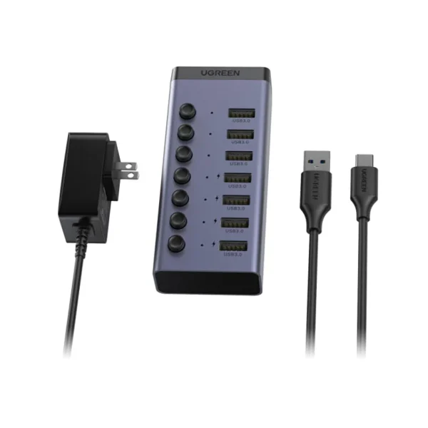 UGREEN 7-Port Powered USB 3.0 Hub with UK Power Adapter