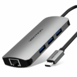 Vention USB C Multi-function 4 in 1 Docking Station USB-C to HDMI/VGA/USB 3.0/PD Docking Station 0.15M Gray Aluminum Alloy Type