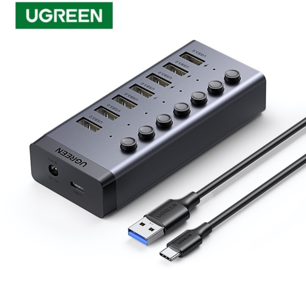 UGREEN 7-Port USB 3.0 Hub with UK Power Adapter