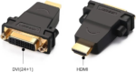 UGREEN DVI (24+1) Male to HDMI Female Adapter – Bi-Directional DVI to HDMI Converter