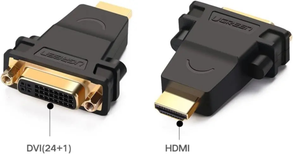 UGREEN DVI (24+1) Male to HDMI Female Adapter – Bi-Directional DVI to HDMI Converter