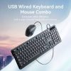 USB Wired Full-Sized Keyboard and Mouse Combo Black Slim Type