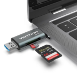 Vention KPFH0 2-in-1 USB 3.0 A Card Reader(SD+TF) Gray Dual Drive Letter Aluminum Alloy Type