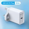 Two-Port USB(A+C) Wall Charger (18W/20W) UK-Plug White