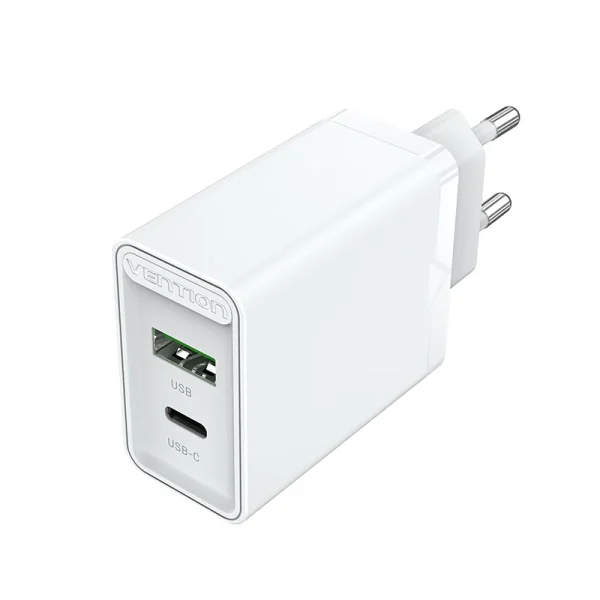 Two-Port USB(A+C) Wall Charger (18W/20W) UK-Plug White