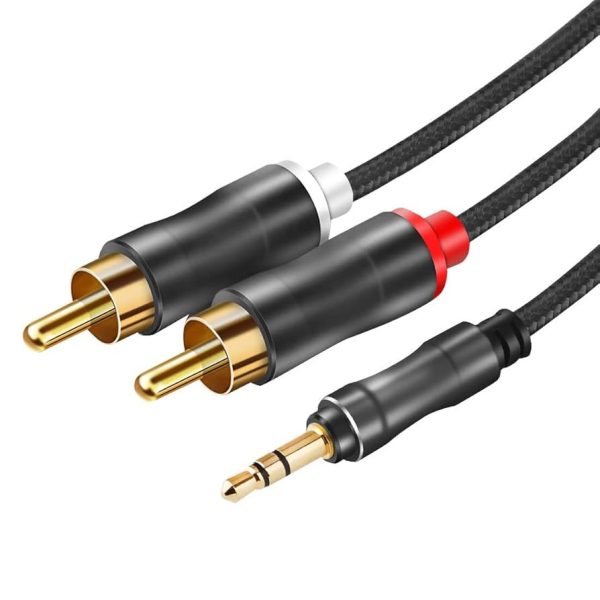 3.5MM Male to 2-Male RCA Adapter Cable Black