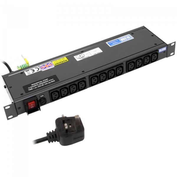 12 Way 1U Horizontal Mount PDU Server Rack extension sockets