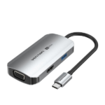 Vention Type-C to HDMI/VGA/USB3.0/PD Converter 0.15M Gray Metal Type