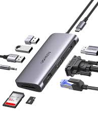 UGREEN 11-in-1 USB-C Hub, USB-C to HDMI(4K@60Hz) + VGA + 2 USB-C 3.2 + USB-A3.2 + USB-A3.0 + SD/TF + Gigabit RJ45 + 3.5mm + PD (100W)