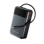 Vention 20000mAh Power Bank (USB-C + USB-C/USB-A) with Built-in USB-C Cable 65W Black LED Display Type
